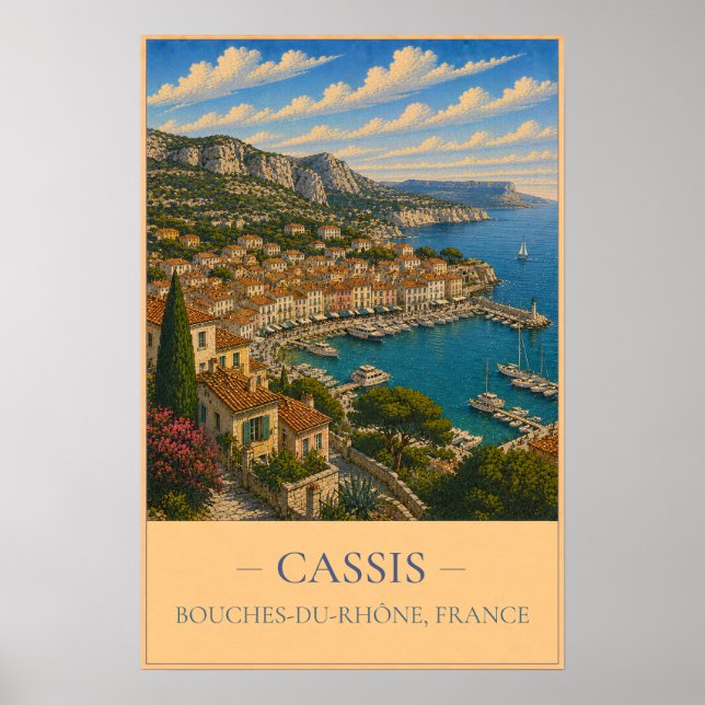 Cassis, France – Vintage Travel Poster (Frente)