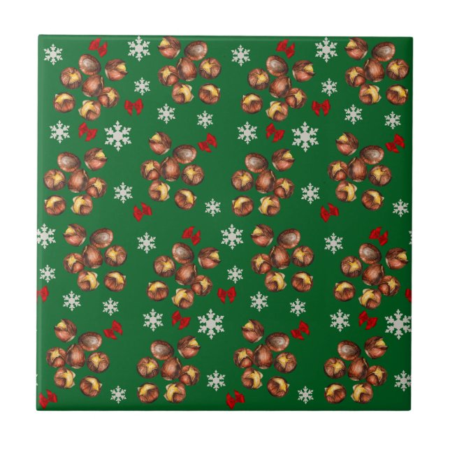 Castanhas Torradas E Flocos De Neve De Inverno (Frente)