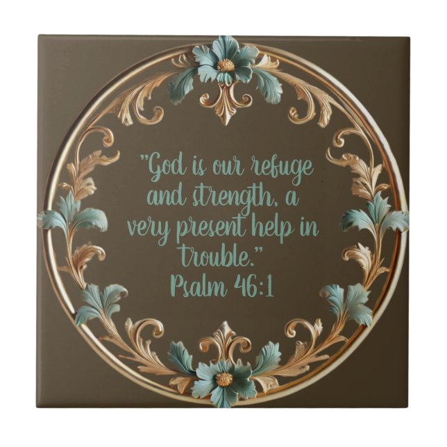 Castanho Com Versos De Bíblia De Quadro Floral (Frente)