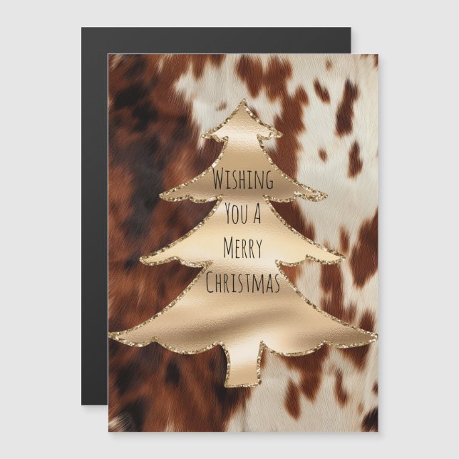 Castanho Cream Western Cowhide Christmas (Frente/Verso)