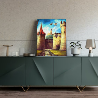 Castelo Colorful Courtyard com Poster da vila