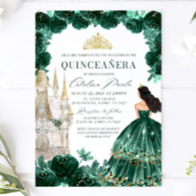 Castelo de Convite Floral Quinceanera, Emerald Gre
