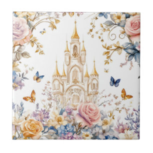 Castelo Encantado em Flor Pastel Conto de Fadas Fl