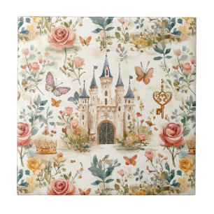 Castelo Medieval Vintage Borboleta Fantasia Floral
