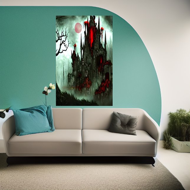 Castelo na floresta horrorosa | AI Art Poster (Criador carregado)