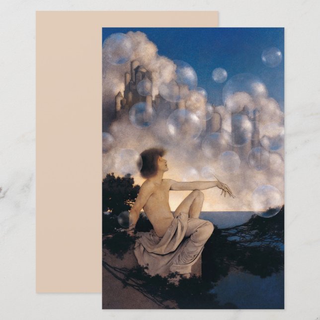 Castelos no Ar de Maxfield Parrish 1904 Fantasia V (Frente/Verso)