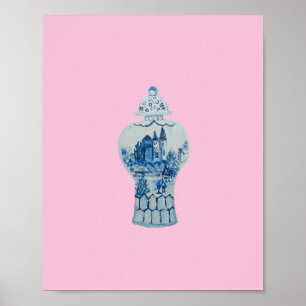 Castle Blue and White Ginger Jar Art Impressão