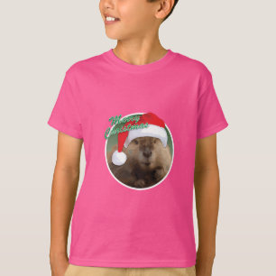 Castor de Natal - Camisa Básica para Crianças
