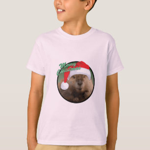 Castor de Natal - Camisa Básica para Crianças