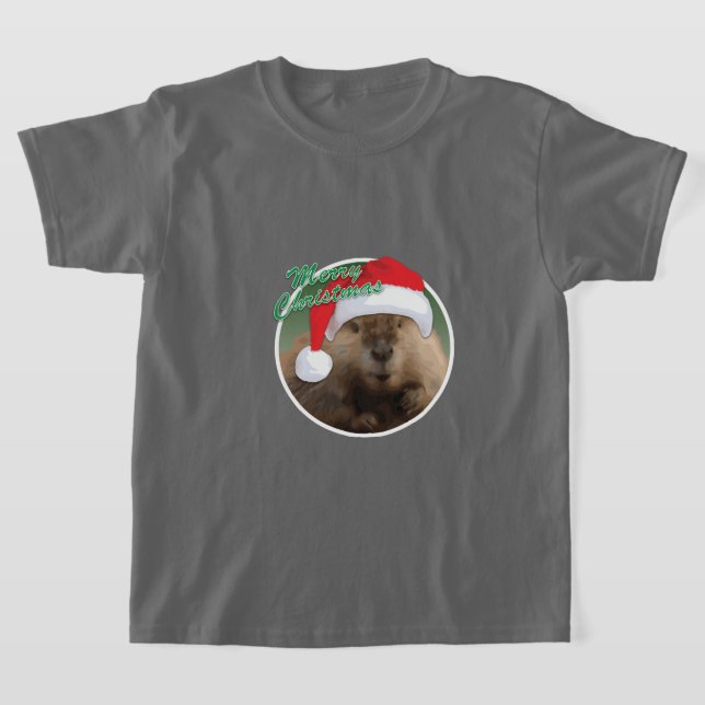 Castor de Natal - Camisa Básica para Crianças (Postura )