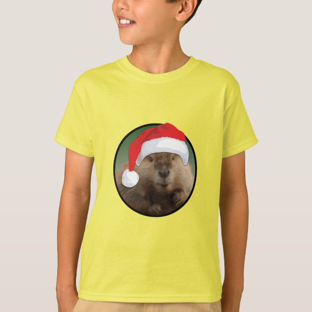 Castor de Natal - Camisa Básica para Crianças (Frente)