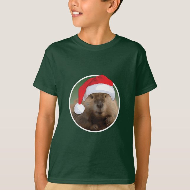Castor de Natal - Camisa Básica para Crianças (Frente)