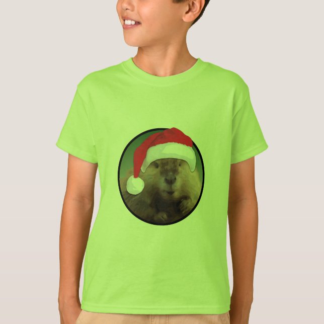 Castor de Natal - Camisa Básica para Crianças (Frente)