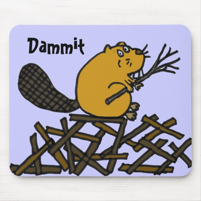 Castor engraçado Mousepad de BW (Frente)