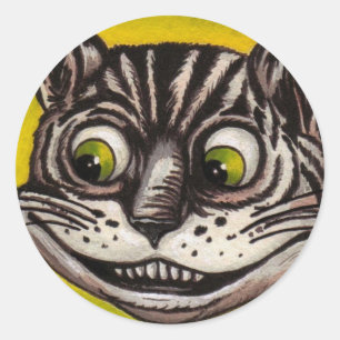 CAT Alice de CHESHIRE na etiqueta do país das
