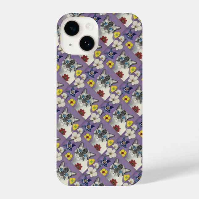 Cat and flowers Phone Case (Verso)