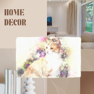 Cat Animal Floral Art Abstrato Canvas