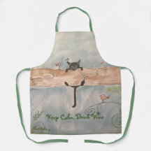 Cat Apron, Mantenha Vinho Calmo Bebendo