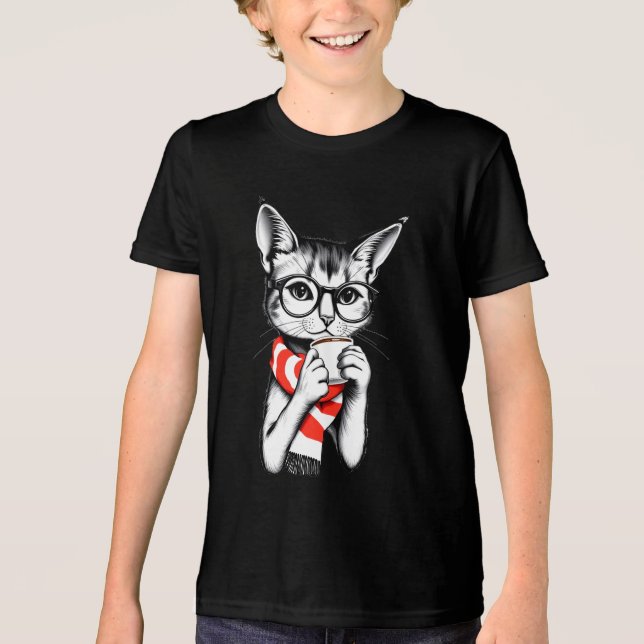 Cat Beba um T-Shirt Café (Frente)