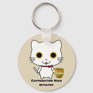 Cat Caffeine High Button Chaveiro