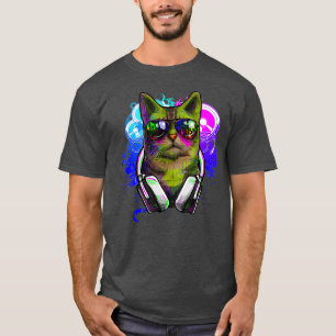 Cat DJ Shirt Rave DJ Camiseta DJ EDM Rave