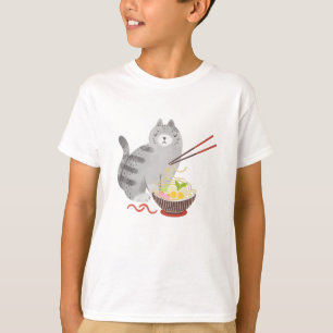 Cat e Ramen, camiseta de gato kawaii