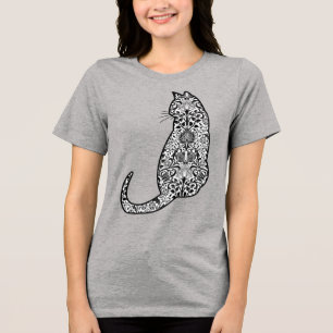Cat em um padrão de Nouveau de Arte Negra e Branca