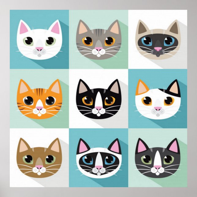 Cat Faces Poster (Frente)