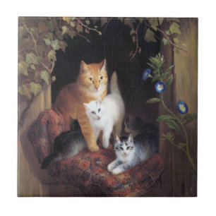 Cat Family e Ivy Leaf por Henriette Ronner-Knip