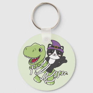 Cat Happy Halloween T-rex Mummy Costume Chaveiro