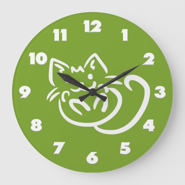 Cat Illustração personalizada de relógio de parede (Frente)
