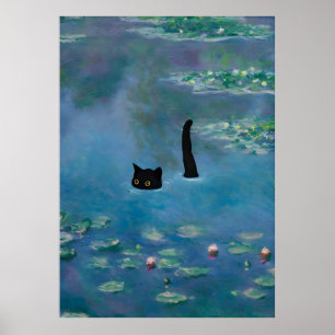 Cat Impressão Monet Waterlily