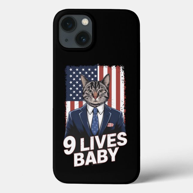 Cat in Suite com Trump Hair American Flag 9 Livres (Verso)