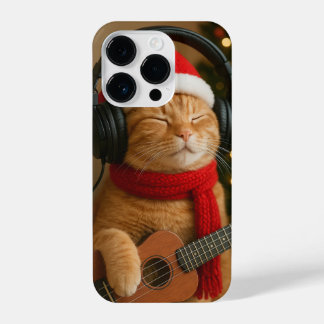 Cat iPhone 14 Pro Case Playing Christmas Music