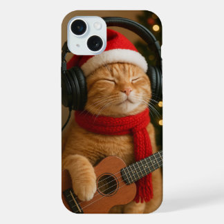 Cat iPhone 15 Plus Case Playing Christmas Music