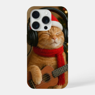 Cat iPhone 15 Pro Case Playing Christmas Music