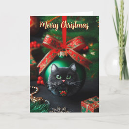 Cat Jet Black no Cartão de Natal do Ornamento