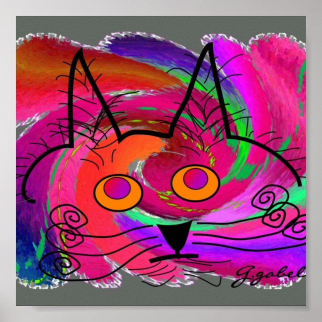 Cat Lover Art Poster — Abstrato de Óleo de Pintura (Frente)