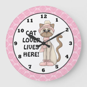 Cat Lover vive aqui relógio de parede