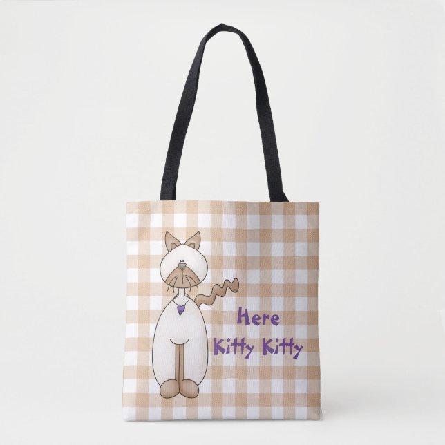 Cat Lovers Gingham Tote Bag (Frente)