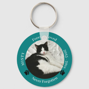 Cat Memorial Forever Loved Pet Photo Chaveiro