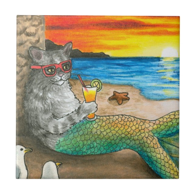 Cat Mermaid 25 Beach Sunset (Frente)