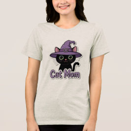 Cat Mom Black Cat Witch Hat Cute Women T-Shirt Cat