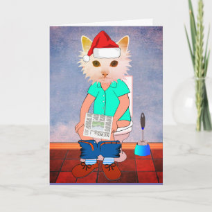 CAT NO BANHEIRO CARTÕES DE NATAL ENGRAÇADOS