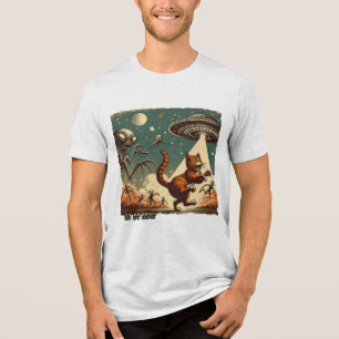 Cat OVNI Selfie: Invasão de Vintage (T-shirt mascu