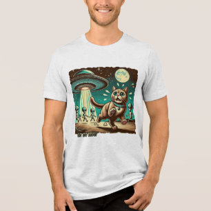 Cat OVNI Selfie: Invasão de Vintage (T-shirt mascu