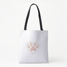 Cat Paw Heart Love Tote Bag