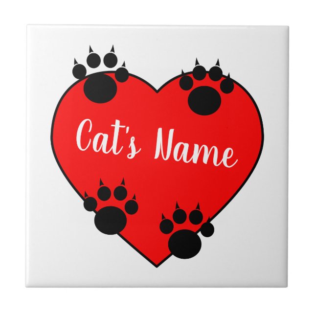 Cat Paw Print Love Com Nome Personalizado (Frente)