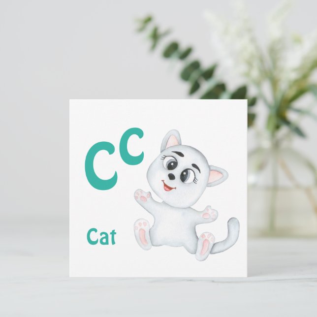 Cat personalize ABC: Carta C - Adicione seu nome (Em pé/Frente)
