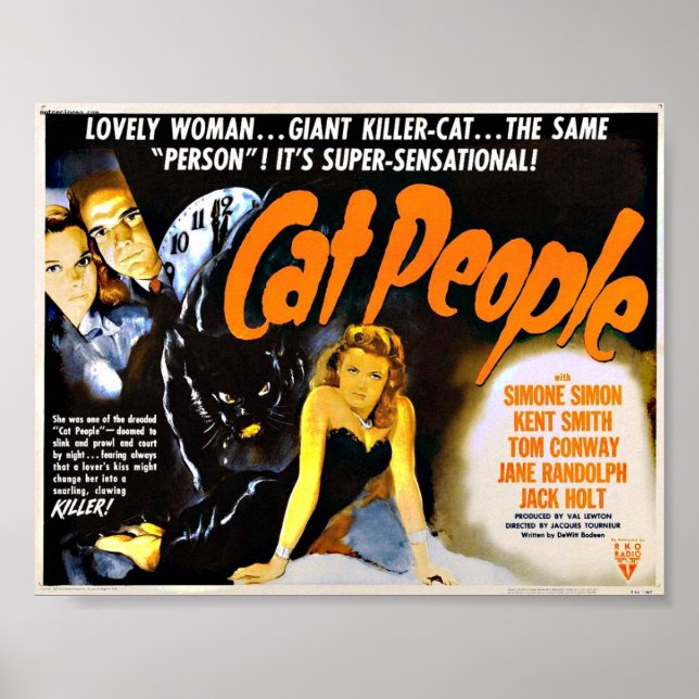 Cat Pessoas Vintage Horror Poster (Frente)